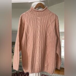 Cape Isle Knitters women’s size Large Cable knit sweater. Mohair wool 70%